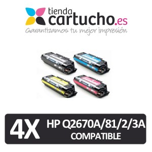 PACK 4 (ELIJA COLORES) CARTUCHOS COMPATIBLES HP Q2670A/81A/82A/83A PARA LA IMPRESORA Toner HP Color LaserJet 3700