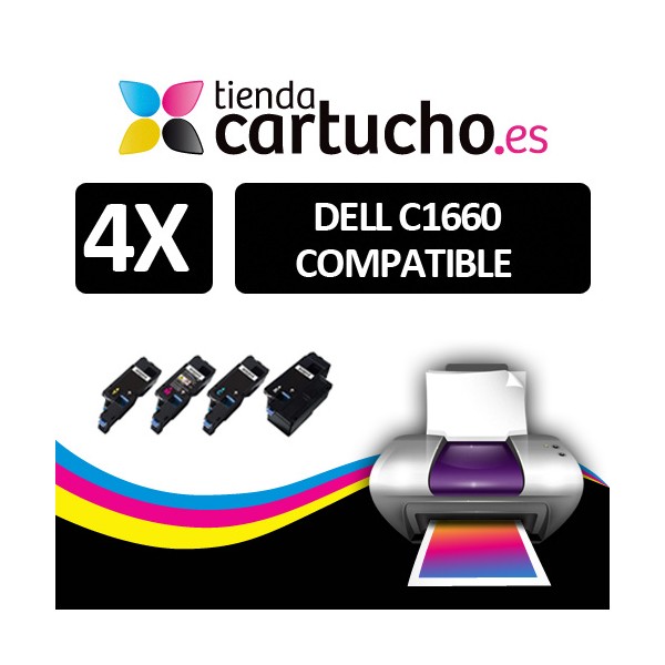 PACK 4 (CHOISIR LES COULEURS) CARTOUCHES DE TONER COMPATIBLES DELL C1660 PACK 4 (CHOISIR LES COULEURS) CARTOUCHES DE TONER COMPATIBLES DELL C1660