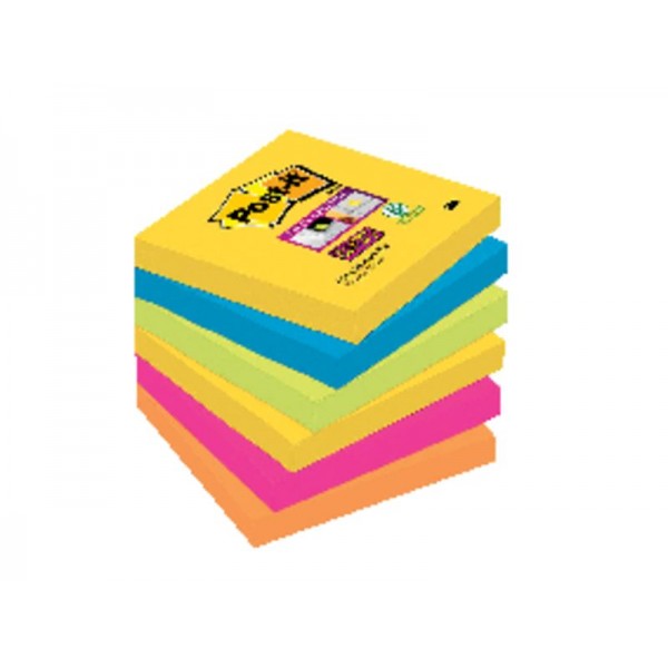 POST-IT Notas Super Sticky Rio Janeiro 6 blocs 90h Colores surtidos 76x76mm POST-IT Notas Super Sticky Rio Janeiro 6 blocs 90h Colores surtidos 76x76mm