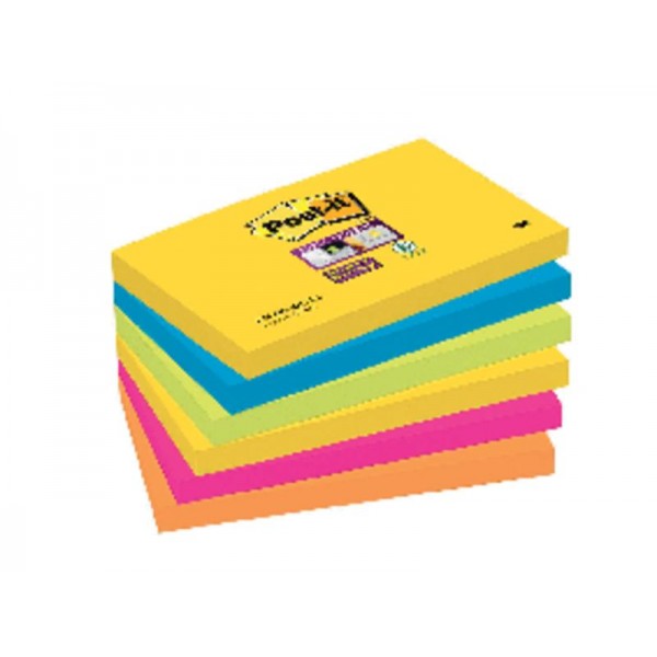 POST-IT Notas Super Sticky Rio Janeiro 6 blocs 90 h Colores surtidos 76x127mm POST-IT Notas Super Sticky Rio Janeiro 6 blocs 90 h Colores surtidos 76x127mm