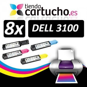 PACK 4 (ELIJA COLORES) CARTUCHOS COMPATIBLES DELL 3100 PARA LA IMPRESORA Cartouches DELL 3000