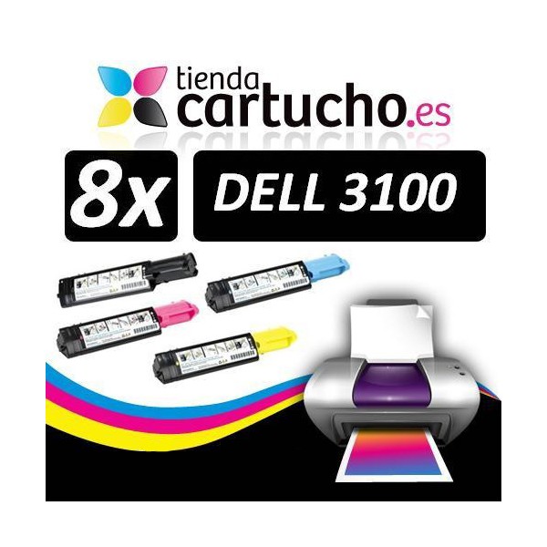 PACK 8 (CHOISIR LES COULEURS) CARTOUCHES COMPATIBLES DELL 3100 PACK 8 (CHOISIR LES COULEURS) CARTOUCHES COMPATIBLES DELL 3100