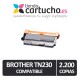Toner NEGRO BROTHER TN 230 compatible, sustituye al toner original TN-230BK