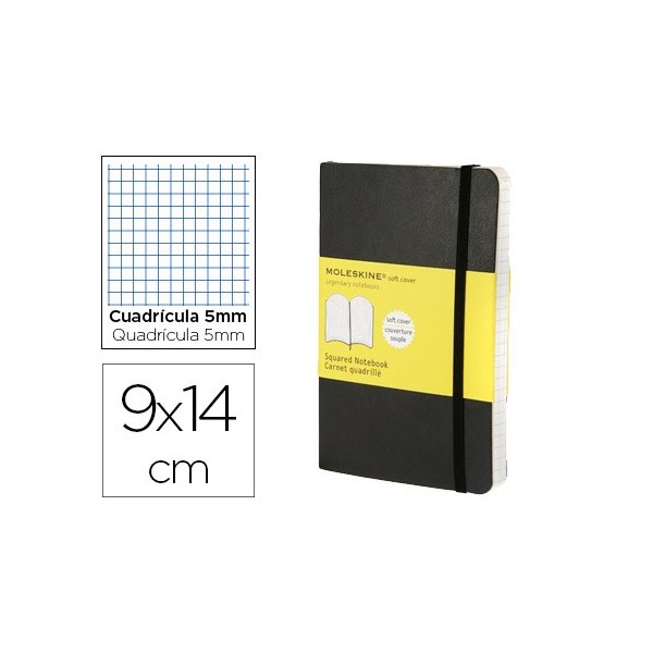MOLESKINE CUADERNO TAPA BLANDA COLOR NEGRO. RAYADO CUADRÍCULA. BOLSILLO. 9X14CM. MOLESKINE CUADERNO TAPA BLANDA COLOR NEGRO. RAYADO CUADRÍCULA. BOLSILLO. 9X14CM.