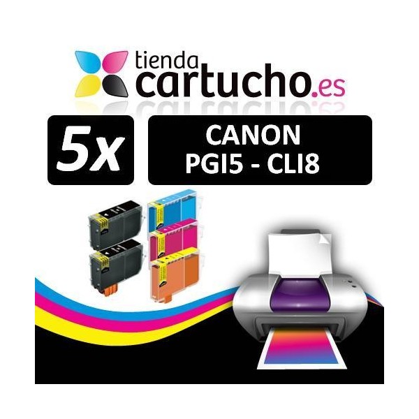 PACK 5 CANON PGI-5 CLI-8 (CHOISIR LES COULEURS) CARTOUCHES COMPATIBLES CANON PGI-5 CLI-8 PACK 5 CANON PGI-5 CLI-8 (CHOISIR LES COULEURS) CARTOUCHES COMPATIBLES CANON PGI-5 CLI-8