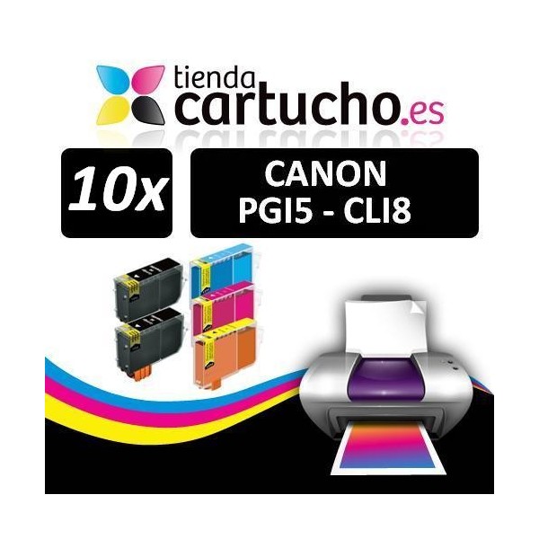 PACK 10 (CHOISIR LES COULEURS) CARTOUCHES COMPATIBLES CANON PGI-5 CLI-8 PACK 10 (CHOISIR LES COULEURS) CARTOUCHES COMPATIBLES CANON PGI-5 CLI-8
