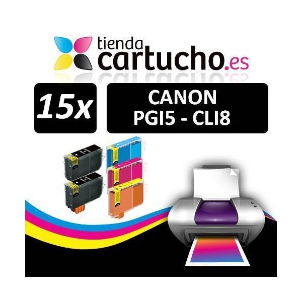 PACK 15 (CHOISIR LES COULEURS) CARTOUCHES COMPATIBLES CANON PGI-5 CLI-8 PACK 15 (CHOISIR LES COULEURS) CARTOUCHES COMPATIBLES CANON PGI-5 CLI-8