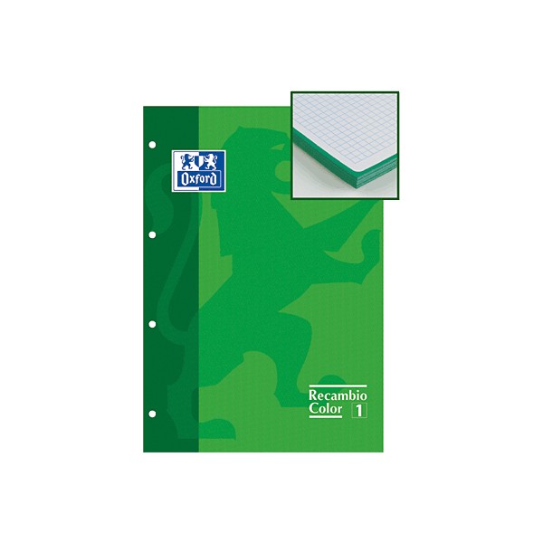 Oxford Recambio de papel 80h A4 Cuadricula 5x5 Verde Oxford Recambio de papel 80h A4 Cuadricula 5x5 Verde