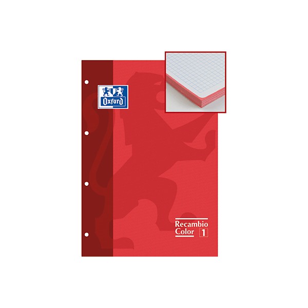 Oxford Recambio de papel 80h A4 Cuadricula 5x5 Rojo Oxford Recambio de papel 80h A4 Cuadricula 5x5 Rojo