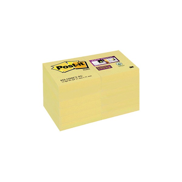 POST-IT Notas adhesivas Super Sticky Pack 12 blocs 90h Amarillo 51x51mm POST-IT Notas adhesivas Super Sticky Pack 12 blocs 90h Amarillo 51x51mm