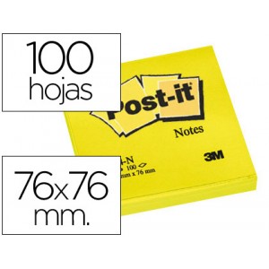 POST-IT Notas  100h Amarillo Neón 76x76mm