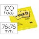 POST-IT Notas  100h Amarillo Neón 76x76mm