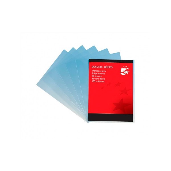 5 Estrellas Pack 100 Dossiers Con uñero. Folio. Transparente 5 Estrellas Pack 100 Dossiers Con uñero. Folio. Transparente