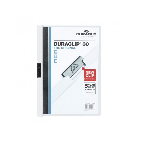 DURABLE Pack 25 Dossiers con clip Duraclip. Capacidad 30 hojas. A4. Blanco DURABLE Pack 25 Dossiers con clip Duraclip. Capacidad 30 hojas. A4. Blanco