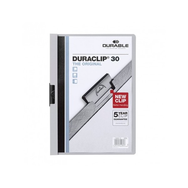 DURABLE Pack 25 Dossiers con clip Duraclip. Capacidad 30 hojas. A4. Gris DURABLE Pack 25 Dossiers con clip Duraclip. Capacidad 30 hojas. A4. Gris