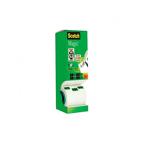 SCOTCH Cinta magic adhesiva Invisible 810 8ud 19x33mm No amarillea SCOTCH Cinta magic adhesiva Invisible 810 8ud 19x33mm No amarillea